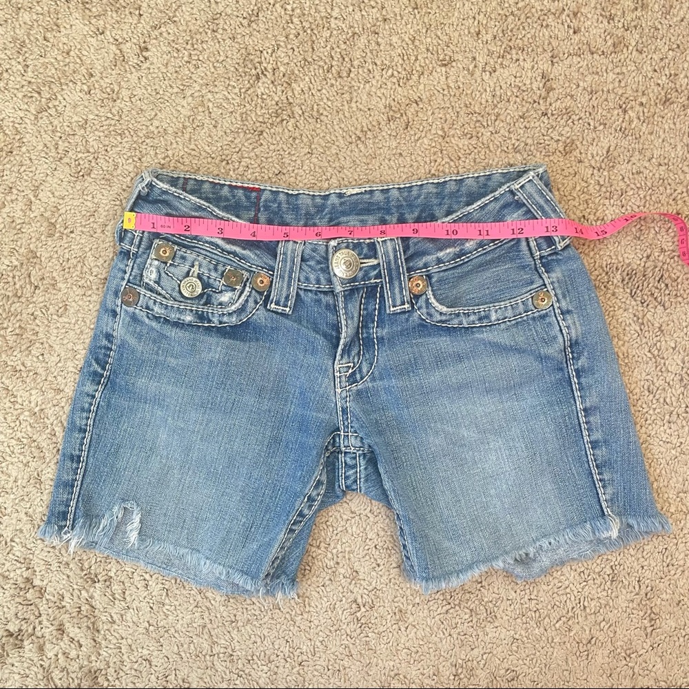 True Religion Y2K Joey Low Rise Cut Off Flap Pocket Denim Shorts Size 24 - Picture 8 of 16